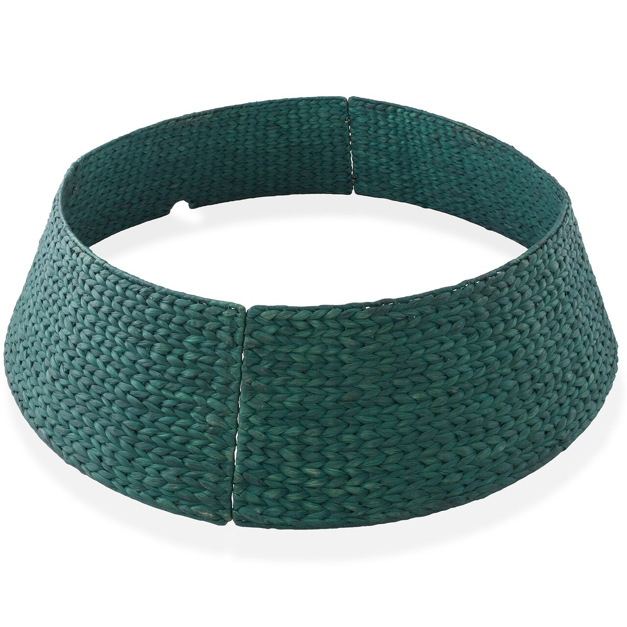 Casafield Christmas Tree Collar, Woven Water Hyacinth Tree Base Cover with Cord Cut Out